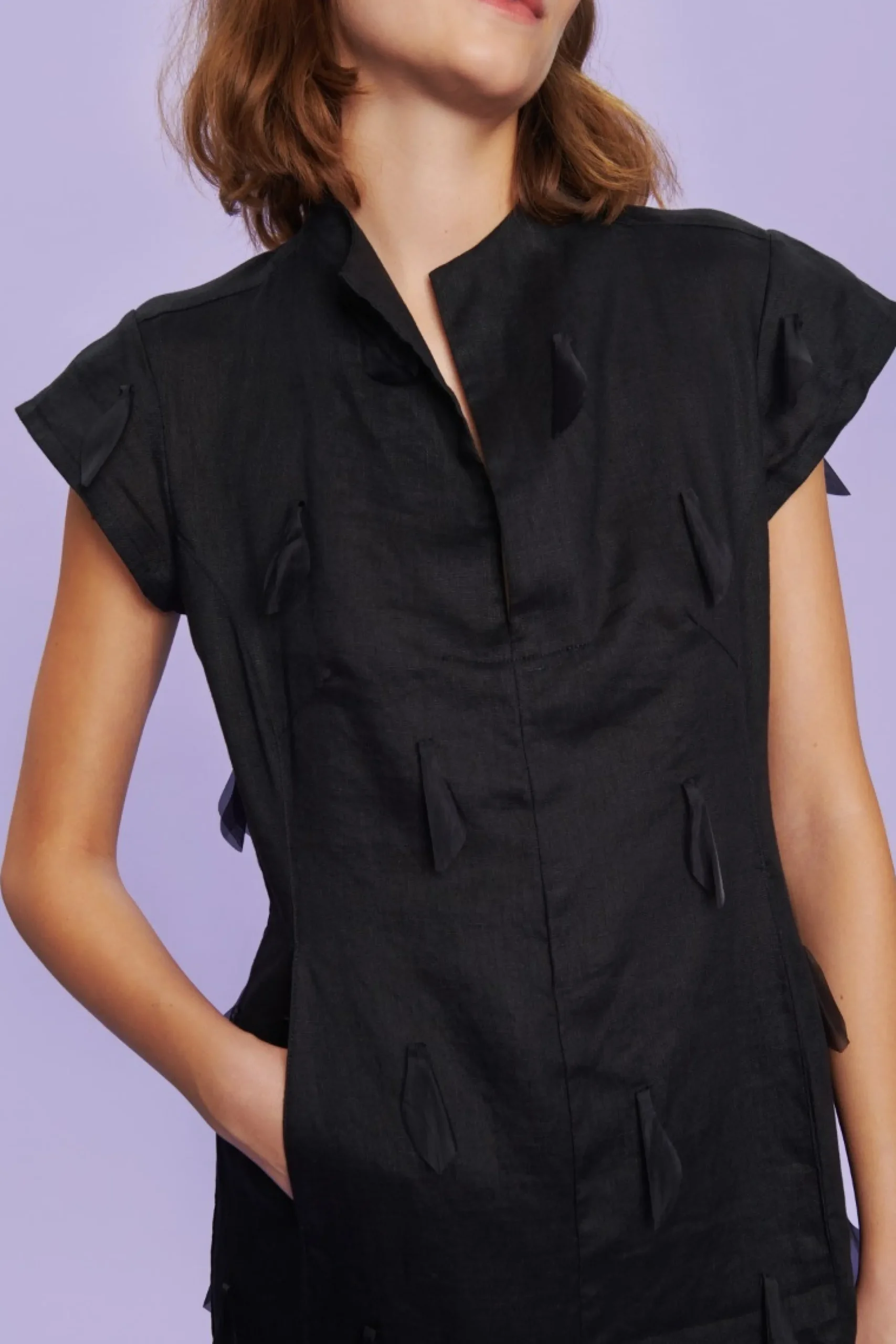 Kjoler<BITTE KAI RAND Airy linen lang kjole BLACK