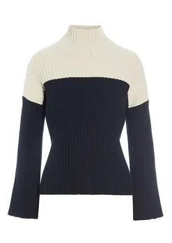 Bluser | Strik<BITTE KAI RAND Bloom rib bluse BLACK/IVORYBLOCK