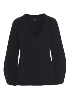 Strik | Strik<BITTE KAI RAND Dandelion knit bluse med v-hals DARKCARAMEL
