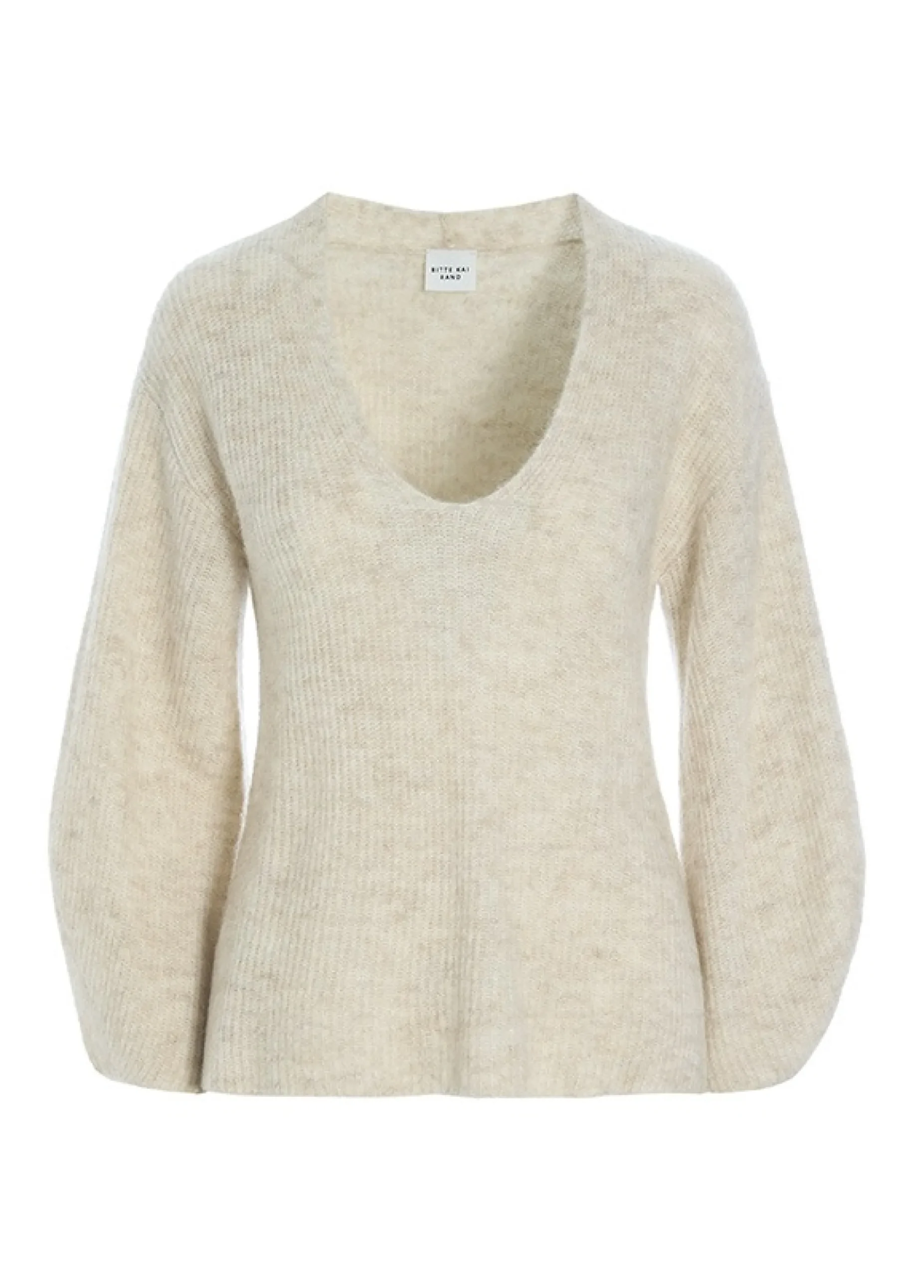 Strik | Strik<BITTE KAI RAND Dandelion knit bluse med v-hals DARKCARAMEL