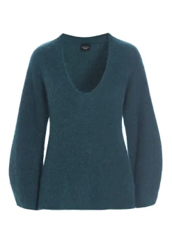 Strik | Strik<BITTE KAI RAND Dandelion knit bluse med v-hals DARKCARAMEL