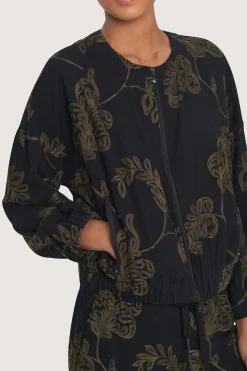 Jakker & Blazere<BITTE KAI RAND Embroidered leaf jakke BLACK/BLACKLEAF