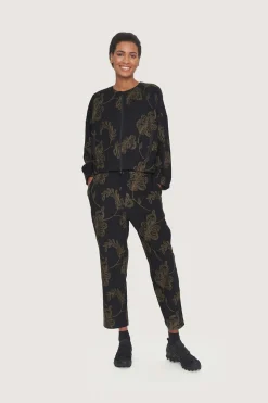Jakker & Blazere<BITTE KAI RAND Embroidered leaf jakke BLACK/BLACKLEAF