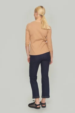 Bluser<BITTE KAI RAND Globe rib bluse med 3/4 ærme CHOCOLATECHIP