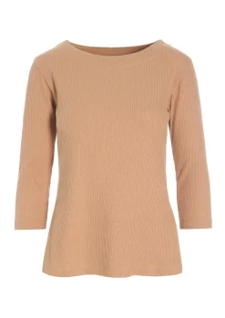 Bluser<BITTE KAI RAND Globe rib bluse med 3/4 ærme CHOCOLATECHIP