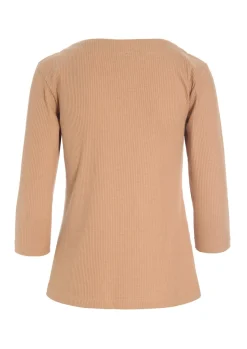 Bluser<BITTE KAI RAND Globe rib bluse med 3/4 ærme CHOCOLATECHIP