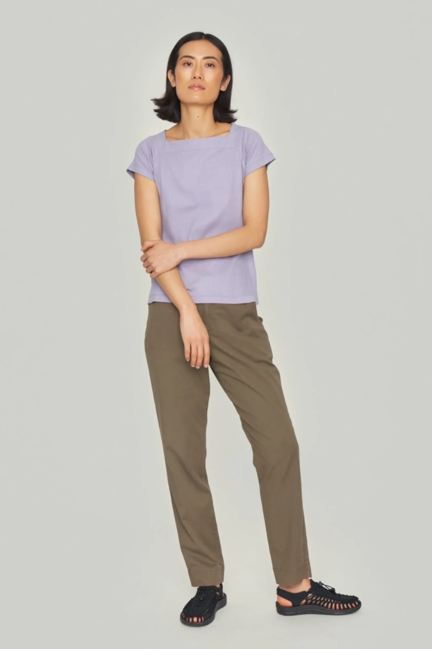 T-shirts & Toppe<BITTE KAI RAND Globe rib t-shirt CHOCOLATECHIP