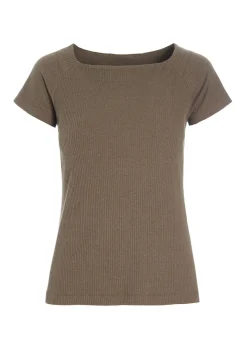 T-shirts & Toppe<BITTE KAI RAND Globe rib t-shirt CHOCOLATECHIP