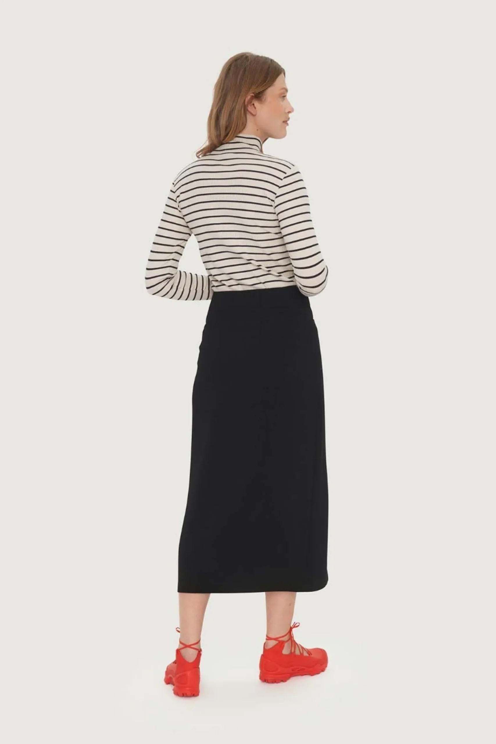 Bluser<BITTE KAI RAND Globe stripe højhalset bluse BLACK/IVORYSTRIPE