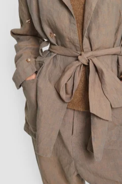 Jakker & Blazere<BITTE KAI RAND Lazy linen jakke med sten BLACK/IVORYCHANGEANT