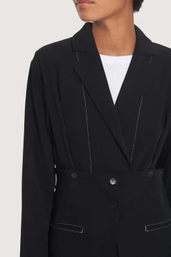 Jakker & Blazere<BITTE KAI RAND Tokyo twill jakke med bælte BLACK